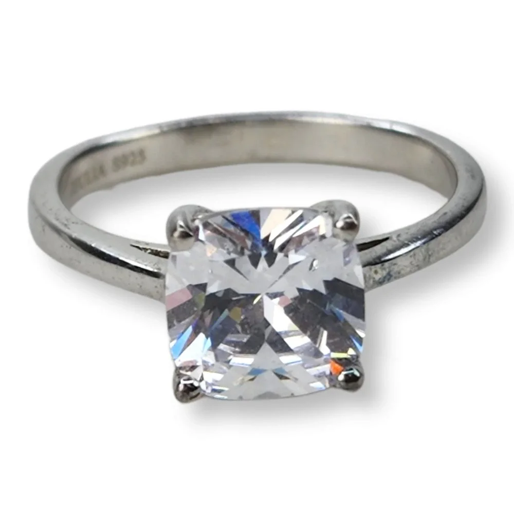 Jeulia Engagement Ring Sterling Silver 925 Size 7 Cubic Zirconia Cushion Cut